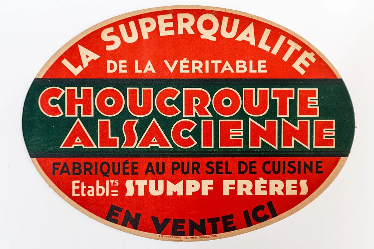 Cartaz de propaganda da “verdadeira choucroute alsaciana” dos Établissements Stumpf Frères.